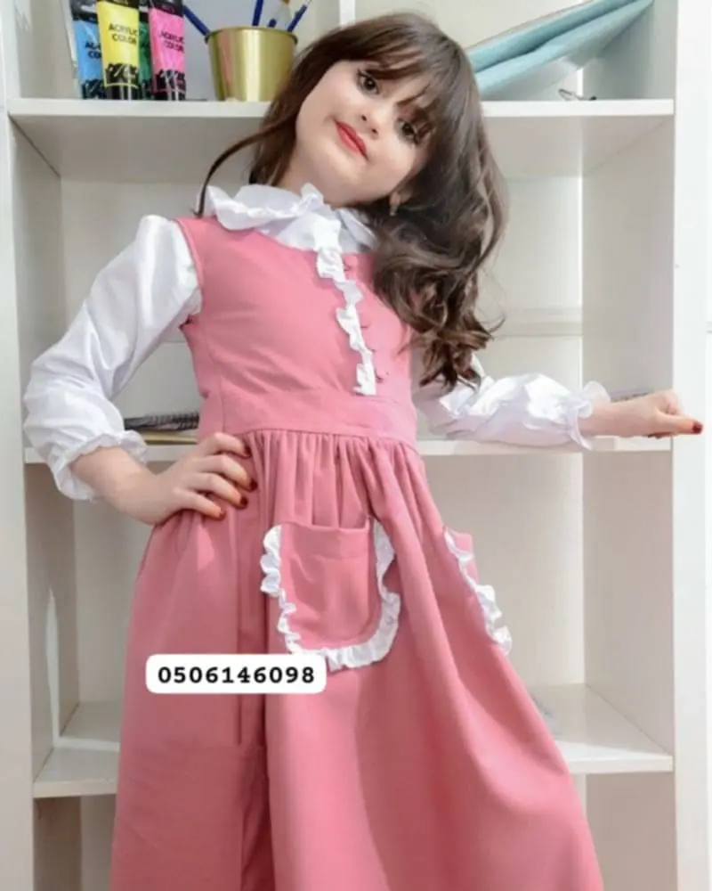 *مريول مدرسي ابتدائي وردي* *اجعلي طفلتكِ تتباهى بجمال إطلالتها