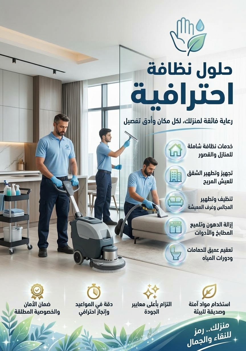 شركة نظافة منازل وشقق وفنادق وشركات ومكاتب